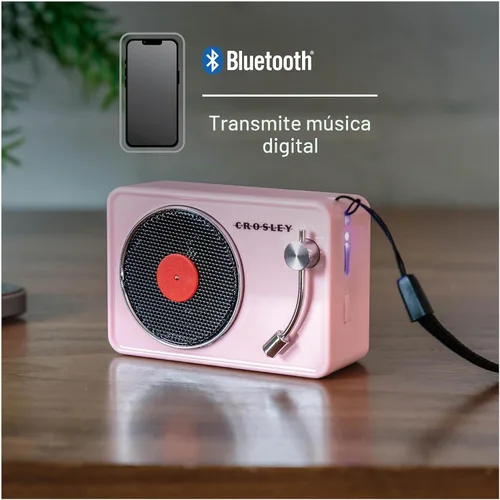 Vista 4 de Crosley CR3029A-PI Mini reproductor de discos portátil Bluetooth altavoz Rosado