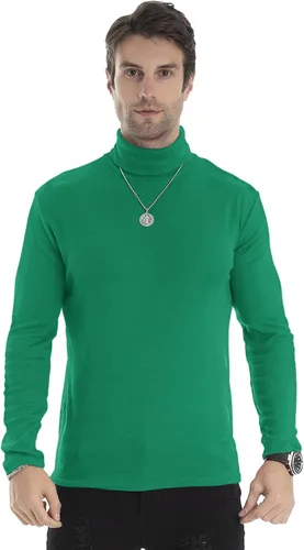 Vista 24 de Camiseta de manga larga para hombre, ajustada, ligera, con cuello de tortuga