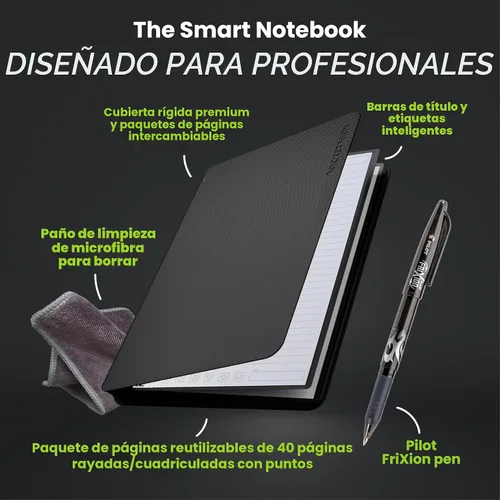Vista 3 de Rocketbook Pro Smart - Cuaderno reutilizable, ejecutivo, 7 x 9, color negro