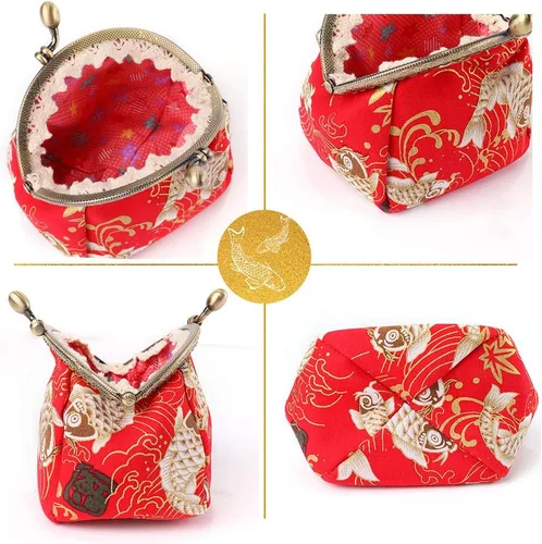 Vista 4 de iSuperb Monedero tipo monedero con cierre de cierre, estilo retro, mini bolsa de gran capacidad, bolso de mano para niñas y mujeres