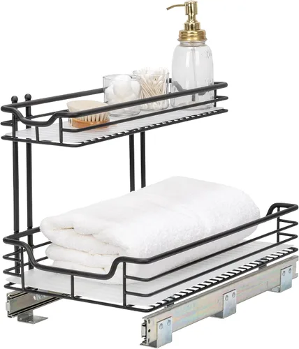 Vista 14 de Household Essentials Organizador extraíble de dos niveles de acero negro mate