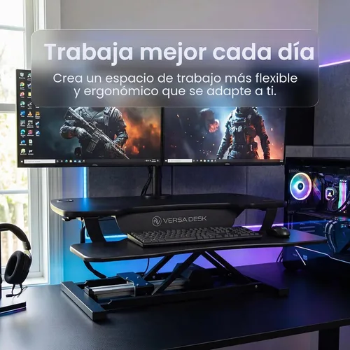 Vista 6 de PowerPro - Convertidor de escritorio de pie de 36 pulgadas, elevador de escritorio eléctrico de altura ajustable para estar de pie o sentado