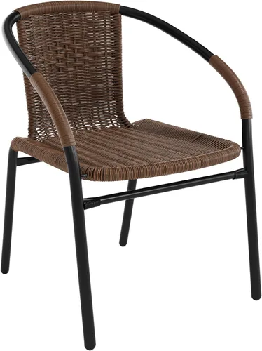 Vista 18 de Flash Furniture Lila Paquete de 2 Sillas Apilables de Ratán Beige para Restaurante Interior-Exterior