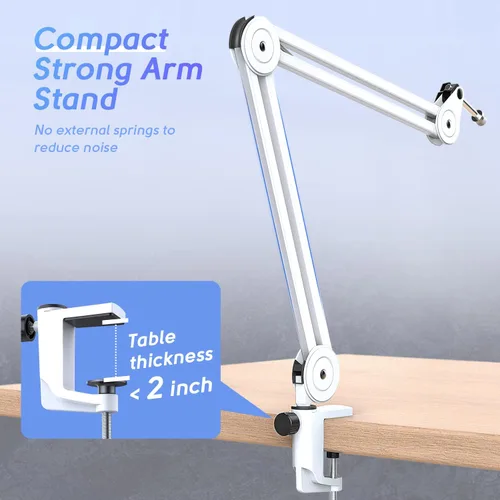 Vista 5 de FIFINE Soporte de Brazo para Micrófono, Soporte de Micrófono de Metal Resistente, Brazo de Suspensión de Tijera Ajustable para Grabación de Podcast