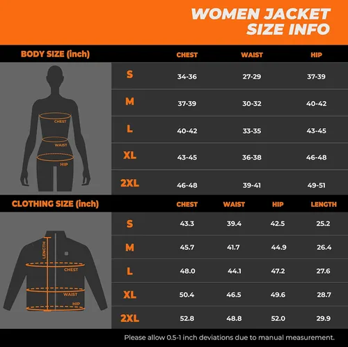 Vista 14 de Ororo - Chaqueta para mujer, calefaccionada y ajustada con capucha desmontable y batería