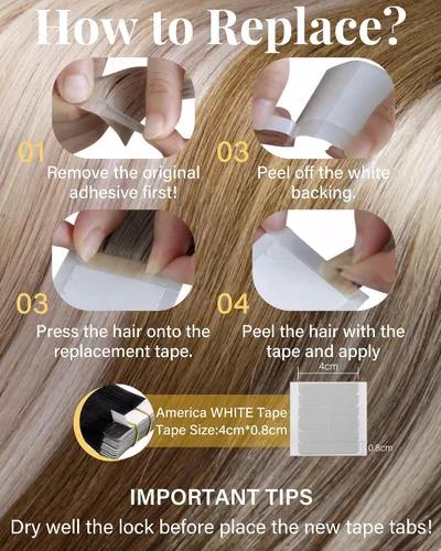 Vista 7 de 【Descuento】Hetto - Extensiones de cabello con cinta adhesiva, 40g, extensiones de cabello humano, color rubio ceniza oscuro degradado a rubio medio