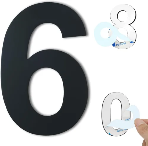 Vista 32 de Números de casa autoadhesivos – Números de puerta de acero inoxidable de 6 pulgadas para exteriores – Número de casa grande y moderno, número