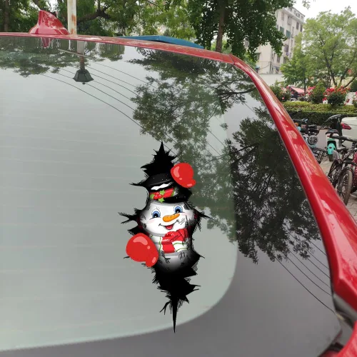 Vista 13 de Pegatina Navideña de Papá Noel Asomado, Lindas Pegatinas de Venado y Muñeco de Nieve para Ventana, Adhesivos para Parachoques de Coche, Adornos