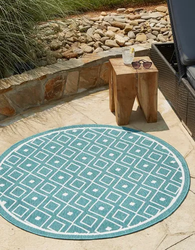 Vista 17 de Unique Loom Outdoor Trellis Collection - Alfombra de área Kafes (2 x 6 pies 1 pulgada, gris/marfil)