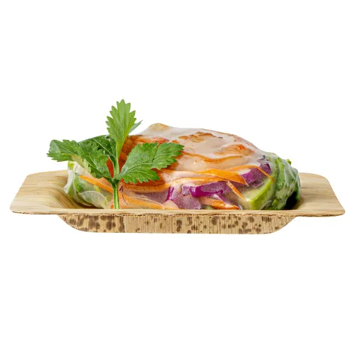 Vista 10 de Restaurantware Bambuddha - Platos de bambú de 4.7 x 4.7 pulgadas, 100 platos duraderos para aperitivos, platos desechables de bambú
