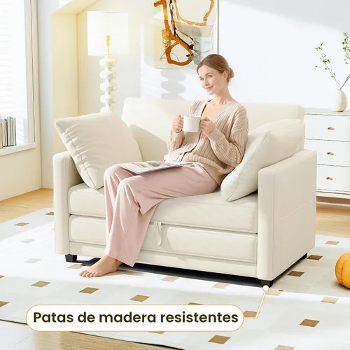 Vista 3 de Myroyalsit - Sofá cama convertible de 51 pulgadas, sofá cama plegable 2 en 1, sofá biplaza para espacios pequeños, con 2 cojines, para apartamento