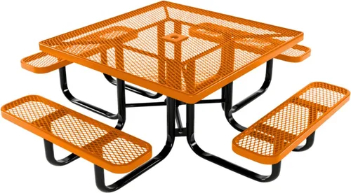 Vista 99 de COATEDOUTDOORFURNITURE Mesa de picnic cuadrada de 46 pulgadas, expandida, color negro