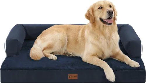 Vista 13 de Cama ortopédica para perros extragrandes, cama de espuma XL con forma de caja de huevos impermeable con lados 45x35 pulgadas, cama de sofá
