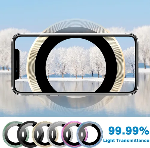 Vista 2 de Compatible con iPhone 14 Pro / 14 Pro Max, protector de lente de cámara antiarañazos, protector de lente de vidrio templado 9H, protector de Negro