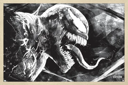 Vista 7 de Trends International Marvel Venom: Let There be Carnage - Póster de pared de boceto, 22.4 pulgadas de largo x 14.7 W, versión enmarcada en madera