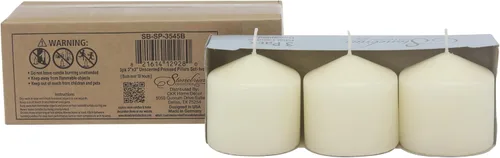 Vista 5 de Stonebriar Paquete de 3 Velas Pilares Altas de 3 x 3 Pulgadas de Cera de Marfil Sin Perfume con 18 Horas de Combustión