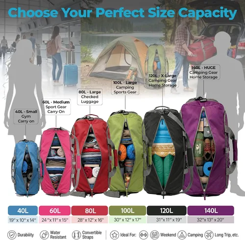 Vista 4 de Bago Travel Duffle Bag for Women & Men. Medium Duffel Bag for Traveling Todo negro