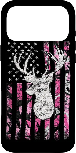 Vista 22 de Pink Camo American Flag Deer Hunter Women's Hunting Case for iPhone 17