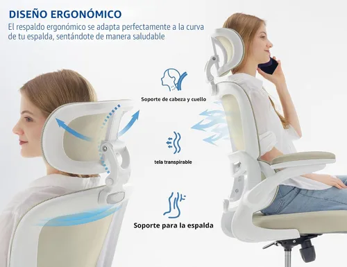 Vista 3 de TRALT Silla Ergonómica de Oficina - Silla de Escritorio con Reposacabezas Ajustable Soporte Lumbar Silla de Computadora - Silla Cómoda de Malla