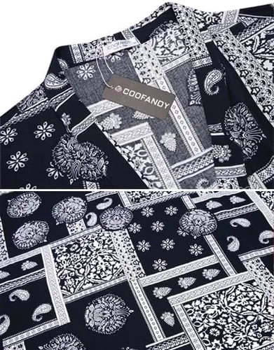Vista 7 de COOFANDY Men's Lightweight Kimono Robe Japanese Bathrobes Open Front Long Cardigan Cloak with Belt