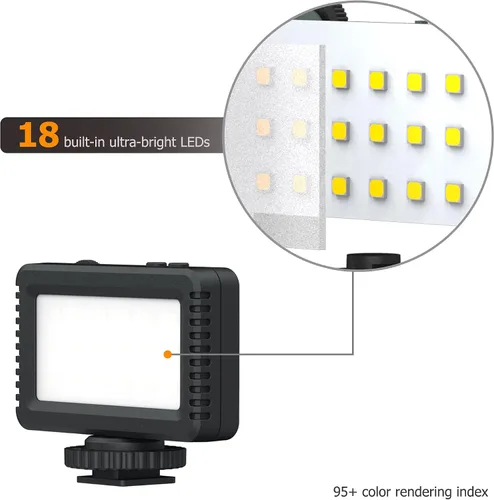 Vista 2 de Kiwifotos Mini luz de video LED para Sony ZV-1F ZV1F ZV-1 II ZV1 ZV-E10 II ZVE10 Canon PowerShot V1 EOS R50 V y más cámaras, accesorios de flash