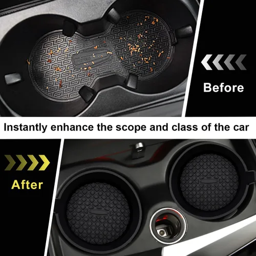 Vista 4 de Ohleats 2 unidades de posavasos para tazas de coche, 2.75 pulgadas de silicona antideslizante, portavasos para automóvil, universal, con ranura