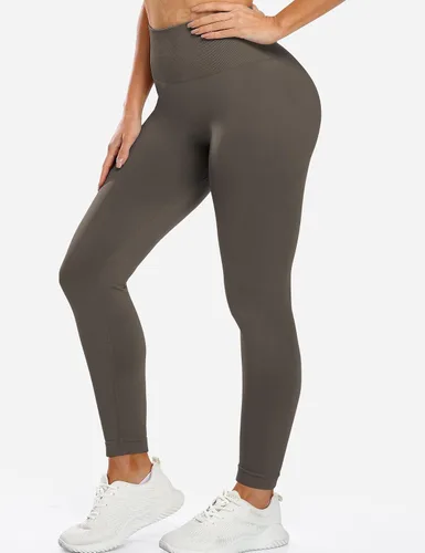 Vista 4 de YEOREO - Leggings de entrenamiento sin costuras de cintura alta para mujer, pantalones de yoga con contorno estilo sonrisa, mallas atléticas