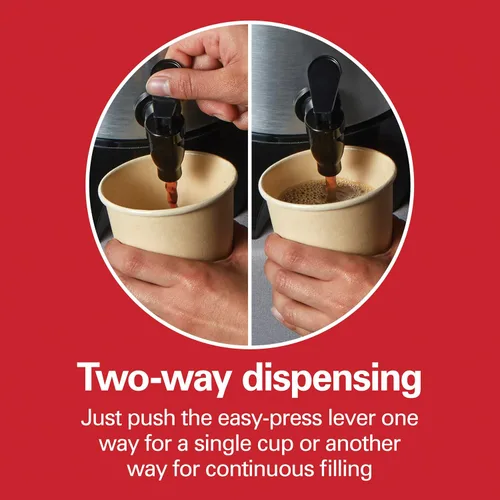 Vista 12 de Hamilton Beach Urna de café de 45 tazas y dispensador de bebidas calientes, color plateado Fast Brewing 1 Minute Per Cup Makes 15-45 Cups