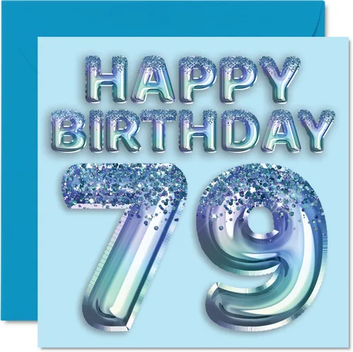 Vista 175 de Stuff4 Tarjeta de primer cumpleaños para niños, globo de fiesta con purpurina azul, tarjetas de feliz cumpleaños para niño de 1 año, nieto, hijo, 57
