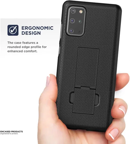 Vista 4 de Encased Funda con clip para cinturón para Galaxy S20 Plus (2020 DuraClip) Funda delgada con funda (Samsung S20+ 6.7), color negro