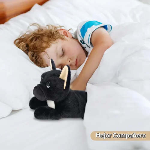 Vista 5 de SuzziPals Animales de peluche de perro negro calentables y refrigerables, lindos peluches de almohadilla térmica para microondas para calmar
