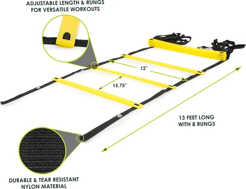 Vista 2 de ProsourceFit Speed Agility Ladder 8, 12 and 20 Rung for Speed Training and Sports Agility Workouts with Free Carrying Bag