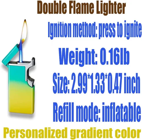 Vista 2 de Encendedor doble resistente al viento que brilla en la oscuridad, vela inflable con llama azul para cocina, barbacoa, regalos de campamento