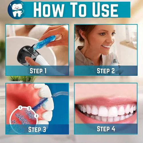Vista 4 de Btone Irrigador dental para dientes – Removedor de placa dura portátil con 3 modos y 4 puntas de chorro reemplazables, irrigador de agua eléctrico