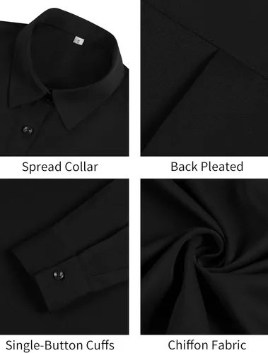 Vista 4 de Camisas de manga larga con botones para mujer, básicas, clásicas, suaves, con cuello a la moda, elegantes y casuales