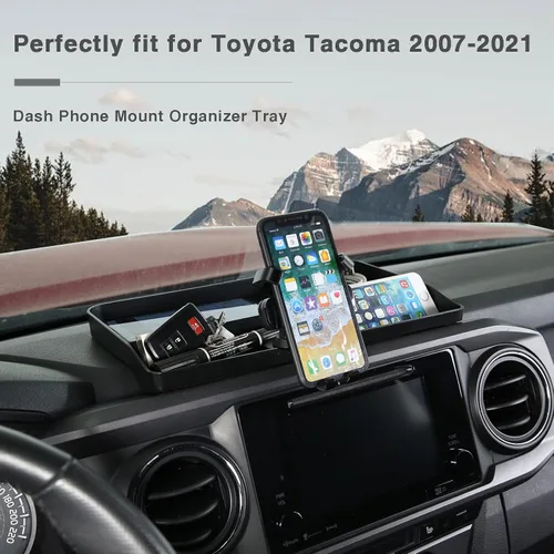 Vista 5 de Bandeja de almacenamiento de mesa de tablero de consola central de automóvil ABS para Toyota Tacoma 2016-2020, organizador de instrumentos, soporte