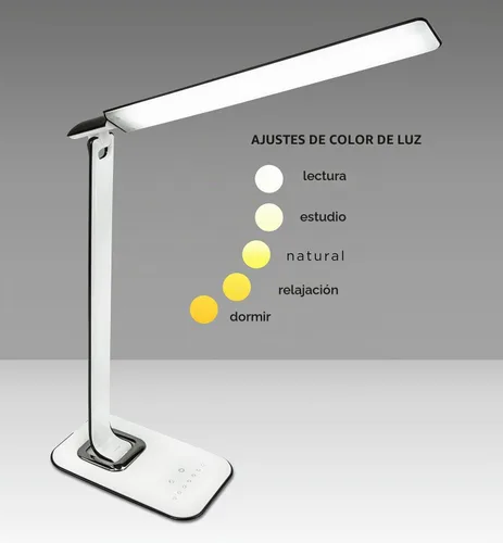 Vista 2 de Turcom Lámpara de escritorio LED con puerto de carga USB, controles