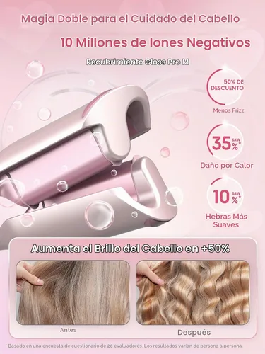 Vista 9 de SHEGLAM Ondulador de cabello ondulado de playa (rosa, 0.75 pulgadas)