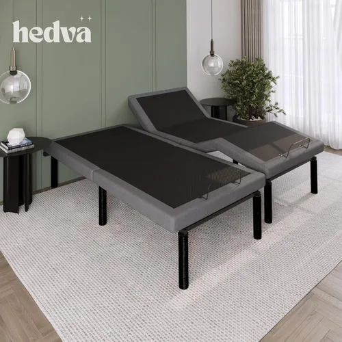 Vista 5 de Hedva Base de cama ajustable con motores de masaje, 4 puertos USB, luz LED, montaje en 5 minutos, múltiples posiciones preestablecidas para máxima
