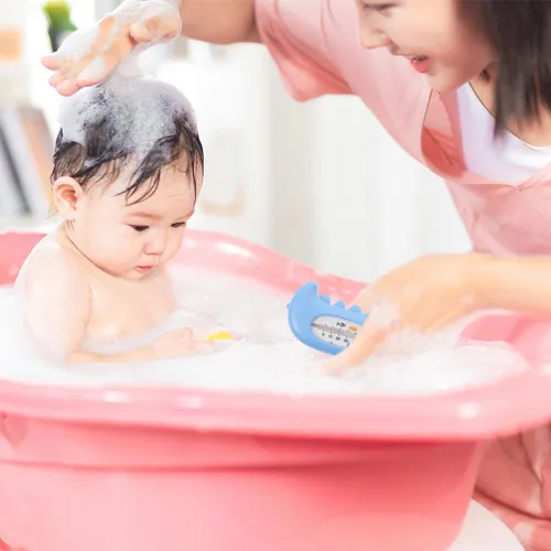 Vista 4 de Termómetro de baño de cocodrilo para bebé, 2 unidades, termómetro de temperatura del agua para piscinas, spas, jacuzzis, estanques, azul cielo