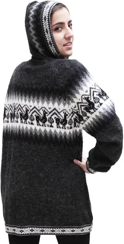 Vista 3 de Little Llamas - Sudadera con capucha de lana de alpaca