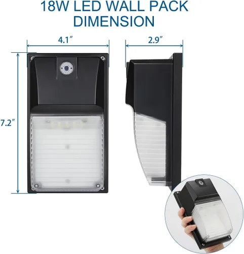 Vista 5 de Dakason - Paquete de pared LED de fotocélula del atardecer al amanecer, 18 W para iluminación de porche al aire libre, 2160 lúmenes, sustituye a 60
