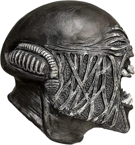 Vista 4 de eLymwoo Scrary Masks Alien Predator - Máscara de látex para disfraz de cosplay, casco negro, máscaras realistas