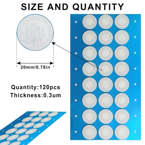 Vista 2 de 120 calcomanías de papel de filtro sintético, disco de filtro de 0.787 in, 0.3 μm, parche adhesivo fuerte aplicado debajo de la tapa del frasco