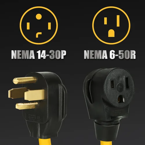 Vista 2 de PLIS Cable adaptador de soldador NEMA 14-30P a 6-50R, enchufe macho de secadora de 30 amperios de 4 clavijas a conector hembra de soldador de 50