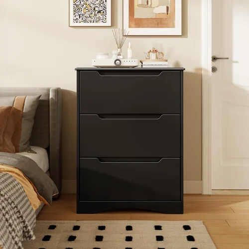 Vista 7 de Gizoon Cómoda de 3 cajones, cómoda para dormitorio, organizador de almacenamiento con gran espacio de almacenamiento, dispositivo antipunta y asas