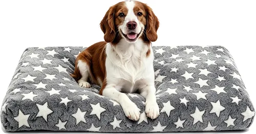 Vista 31 de Tapete de cama para perro, almohadilla reversible para jaula de perro con alfombrilla lavable y espuma suave, cama plana para mascotas para perros