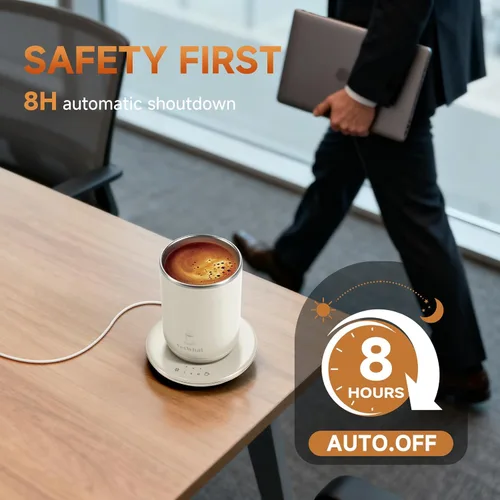 Vista 5 de Taza de café con agitación automática y control de temperatura, tipo-C, taza de mezcla magnética, 3 niveles de calor, apagado de 8 horas, taza