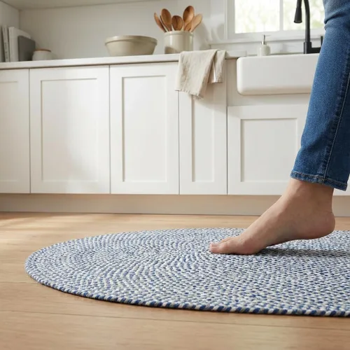 Vista 41 de Super Area Rugs - Alfombra trenzada de algodón de tres colores para granja, estilo búfalo a cuadros, negro, blanco, gris, 2 x 3 pies, rectangular