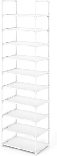 Vista 9 de Kitsure Zapatero – Organizador de zapatos de 10 niveles con estantes de tela desmontables y marco de metal, zapatero alto para armario, entrada